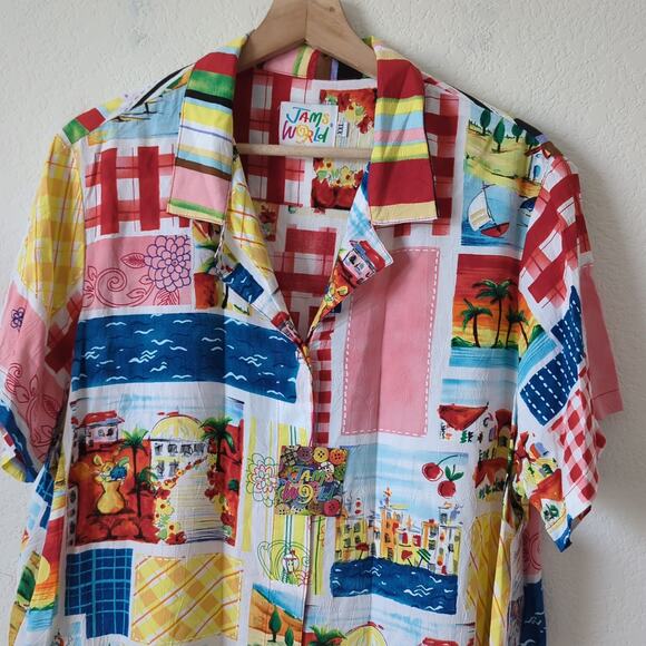 NWT Jams World Top Colorful Abstract Artsy Short Sleeve Limited Edition Wmns XXL - Picture 5 of 8
